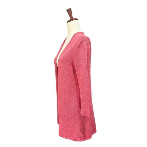 J. Jill Sweater Extra Small XS Women's Coral Linen & Rayon Open Front Cardigan - Picture 8 of 11